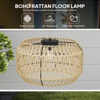 Outsunny Solar Staande Lamp Rattan Solarlampen met Lichtsensor Automatische Solarverlichting in Boho-Stijl IP44 Zwart+Geel(m-6)