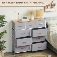HOMCOM Cómoda Moderna con 9 Cajones de Tela y Diseño Elegante para Dormitorio Sala o Entrada 100x30x99 cm Gris(m-5)