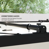 Outsunny Tuin Pergola, 3 x 3 m, Uitschuifbaar Dak en Magneetpad, Buiten Luifel, Tuinpaviljoen, UPF30+, Metaal, Crèmewit(m-6)