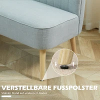 HOMCOM 2-Sitzer Sofa, weiche Polsterung, pflegeleichter Bezug, bis 150 kg, 117 x 56,5 x 77 cm, Hellgrün(m-7)