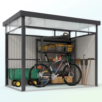 Outsunny Capanno da Giardino con Lucernario in Acrilico e Fori di Drenaggio, in Acciaio, 162x259x201 cm, Grigio Scuro(m-9)