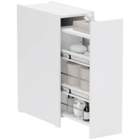 HOMCOM Mobiletto Bagno Salvaspazio a 3 Livelli con Binari Scorrevoli, in Legno, 47x25x66.5 cm, Bianco(m-11)