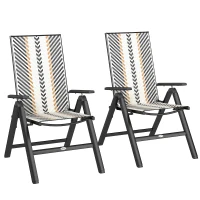 Outsunny Set of Two Rattan Reclining Garden Chairs - Multicolour(m-10)