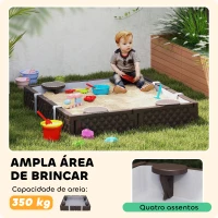AIYAPLAY Caixa de Areia para Crianças Caixa de Areia Infantil Quadrada com Cobertura e Assentos para Exterior 119x(m-4)