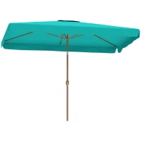 Outsunny Umbrela de Gradina inclinabila cu Deschidere cu Manivela si Orificiu de Aerisire, 300x200x235 cm, Turcoaz(m-10)