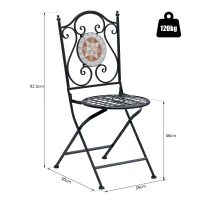 Outsunny Conjunto de 2 Cadeiras Dobráveis de Jardim Cadeiras com Mosaico Carga Máxima 120 kg 50x40x94,5 cm Preto(m-3)
