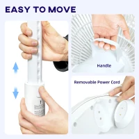 HOMCOM Pedestal Fan with Oscillating, Tilt, Adjustable Height, White(m-9)