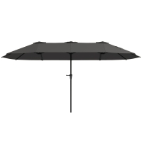 Outsunny Chapéu de Sol Duplo 4x2,2 m Chapéu de Sol para Jardim com Manivela Manual Impermeável e Proteção UV30+ Cinza Escuro