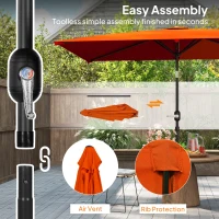 Outsunny 3x2m Patio Parasol Garden Umbrellas Canopy with Aluminium Tilt Crank Rectangular Sun Shade Steel, Orange(m-6)