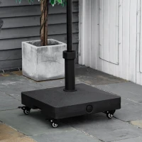 Outsunny Baza pentru Umbrela de Soare cu Roti Se poate Umple pana la 20kg, Postament din HDPE pentru Stalpi de Ø38-48mm, 45x45x39cm, Negru(m-10)