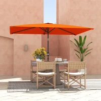 Outsunny 3x2m Patio Parasol Garden Umbrellas Canopy with Aluminium Tilt Crank Rectangular Sun Shade Steel, Orange(m-9)