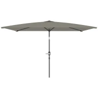 Outsunny 3x2m Patio Parasol Garden Umbrellas Canopy with Aluminium Tilt Crank Rectangular Sun Shade Steel, Light Grey(m-11)