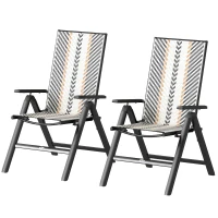 Outsunny Set of Two Rattan Reclining Garden Chairs - Multicolour(m-11)