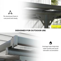 Outsunny Pergola aluminiowa 4,35 x 3,02 m altana ogrodowa zadaszenie namiot 225-270 cm regulowana wysokość ochrona przed słońcem zadaszenie tarasu pawilon przyścienny aluminium kolor szary(m-6)