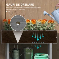 Outsunny Strat de Grădină Înălțat din Lemn cu Orificii de Drenaj și Raft de Depozitare, 100x30x71 cm, Gri(m-5)