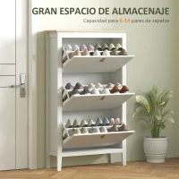 HOMCOM Zapatero Estrecho con 3 Compartimentos y Tiradores de Cuero PU para Pasillos y Recibidores 80x24x131 cm Blanco y Madera(m-4)