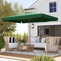 Outsunny Sombrilla de Terraza Exterior 300x200x235 cm con Ángulo Ajustable Mástil de Aluminio Manivela y Protección UV 50+ Verde(m-9)