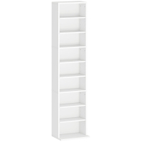 HOMCOM Estantería para CDs y DVDs con Estantes Ajustables Diseño Estrecho y Sistema Antivuelco para 260 CDs 33x24x140 cm Blanco