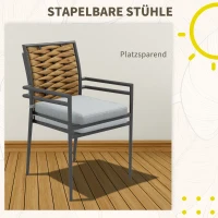 Outsunny Gartenstühle Outdoor-Stühle Terrassenstühle, wetterbeständig, modernes Design, 57 x 58 x 87cm, Grau(m-6)