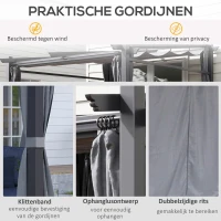 Outsunny paviljoen 3x3 met zonnekap en zijpanelen voor barbecue party, Donkergrijs(m-6)