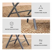 Outsunny 3 Pieces Outdoor Bistro Set, Glass Top Outdoor Table and 2 Folding Chairs with Protecting Feet, Grey(m-7)