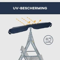 Outsunny Hollywood schommel tuinschommel 3-zits, weerbestendig, verstelbaar dak, 172 x 110 x 153, blauw(m-4)