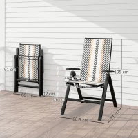 Outsunny Set of Two Rattan Reclining Garden Chairs - Multicolour(m-3)