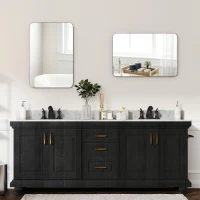 HOMCOM 90 x 60cm Curved Bathroom Mirror - Black(m-7)