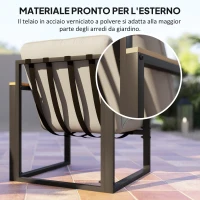 Outsunny Set da Giardino 4 Pezzi con 2 Sedie, Divanetto 2 Posti e Tavolino, in Acciaio e Poliestere Grigio Chiaro e Nero(m-5)