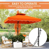 Outsunny 2.5m Cantilever Parasol with Easy Lever, Square Double Top Garden Parasol Umbrella with Ruffles and Cross Base, Overhanging Outdoor Sun Shades, Orange(m-4)