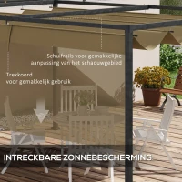 Outsunny Pergola, Robuuste Zonwering voor Tuin, Balkon, Terras, van Metaal en Kunststof, UV- en Waterafstotend, Khaki(m-5)