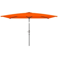 Outsunny 3x2m Patio Parasol Garden Umbrellas Canopy with Aluminium Tilt Crank Rectangular Sun Shade Steel, Orange(m-11)