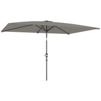 Outsunny 3x2m Patio Parasol Garden Umbrellas Canopy with Aluminium Tilt Crank Rectangular Sun Shade Steel, Light Grey