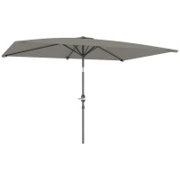 Outsunny 3x2m Patio Parasol Garden Umbrellas Canopy with Aluminium Tilt Crank Rectangular Sun Shade Steel, Light Grey(m-1)