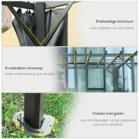 Outsunny pergolapaviljoen met verstelbaar stoffen dak weerbestendig waterafstotend zonwering polyester staalgrijs 3,6 x 3 x 2,43 m(m-7)