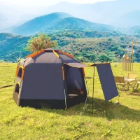 Outsunny Automatic Pop Up Camping Tent, Instant Setup 2-4 Man Tent with Mesh Windows, Waterproof & UV30+, Portable with Carry Bag for Fishing, Hiking, Backpacking, Dark Grey(m-2)