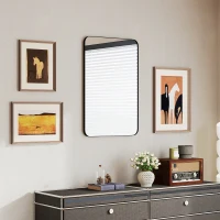 HOMCOM 90 x 60cm Curved Bathroom Mirror - Black(m-8)