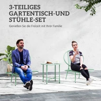 Outsunny Bistro-Set 3-teilig aus Polyrattan Wetterfest Gartenmöbel Set mit Bistrotisch Muschelförmige Gartenstühlen Grün(m-4)