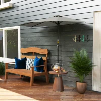 Outsunny Half Round Parasol Umbrella - Light Grey(m-9)