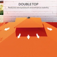 Outsunny 2.5m Cantilever Parasol with Easy Lever, Square Double Top Garden Parasol Umbrella with Ruffles and Cross Base, Overhanging Outdoor Sun Shades, Orange(m-6)