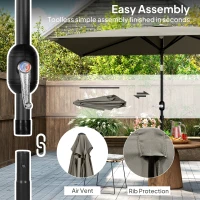 Outsunny 3x2m Patio Parasol Garden Umbrellas Canopy with Aluminium Tilt Crank Rectangular Sun Shade Steel, Light Grey(m-6)