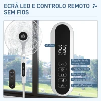 HOMCOM Ventoinha de Pé Ajustável em Altura com 7 Pás 28 Velocidades Oscilação de 75° Temporizador e Repelente de Mosquitos Branco(m-6)