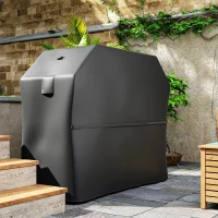 Outsunny BBQ Cover for Rectangular Gas Grill, 600D UPF30+ Oxford Fabric Barbecue Cover for Waterproof Protection Rip-Proof, with Windproof Hook and Loop Fasteners, Vents, 147 x 61 x 122 cm, Black(m-9)