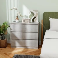 HOMCOM Chest of Three Drawers - Grey Wood Effect(m-8)