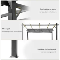 Outsunny Pergola Aluminium 3x3m voor Tuin, Grijs(m-6)