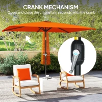 Outsunny 3x2m Patio Parasol Garden Umbrellas Canopy with Aluminium Tilt Crank Rectangular Sun Shade Steel, Orange(m-5)