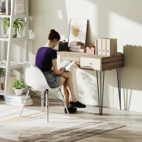 HOMCOM Escritorio Boho-Chic con Cajones Patas Horquilla y Encimera Espaciosa para Oficina Dormitorio Tocador 105x50x75cm Madera(m-8)