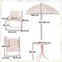 AIYAPLAY Set de Mobilier de Grădină din 4 Piese cu Masă, Scaune și Umbrelă de Soare Reglabilă, 50xΦ49,5 cm, Roz(m-3)