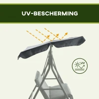 Outsunny Hollywoodschommel, Tuinschommel, 3-zits Schommelbank met Dak, Staal, 172 x 110 x 153 cm, Grijs(m-4)