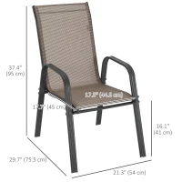 Outsunny Set of Four Stackable Mesh Seat Chairs - Grey(m-3)